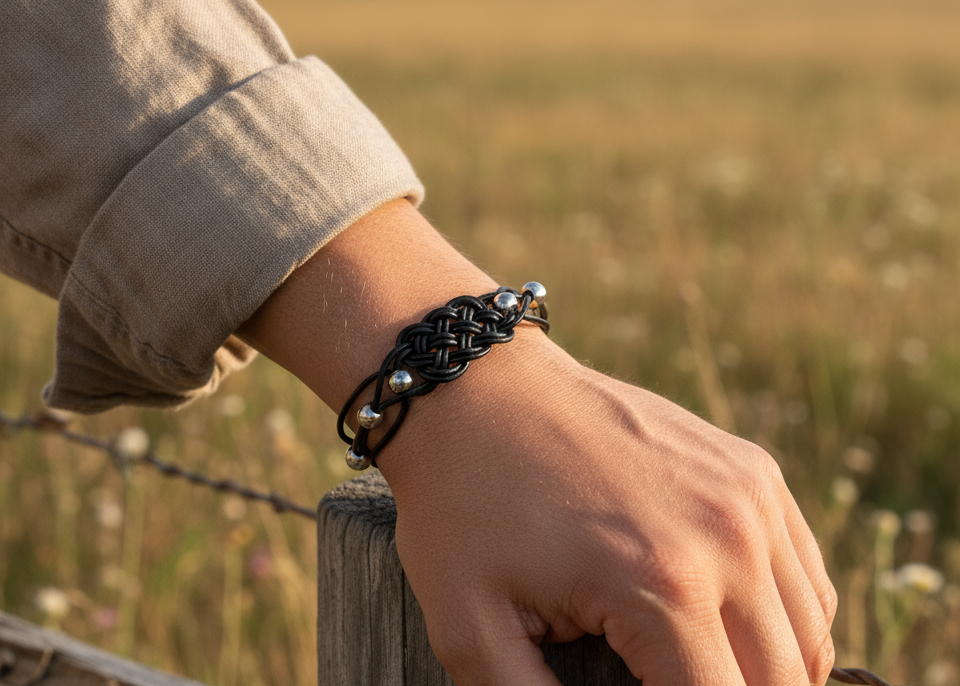 Pulsera de cuero trenzado unisex