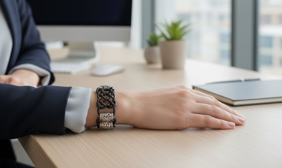 Pulsera de cuero con nudos trenzados para hombre y mujer