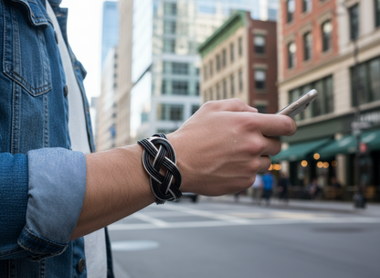 Pulsera unisex de cuero con nudo infinito