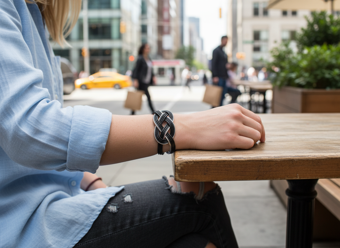 Pulsera unisex de cuero con nudo infinito