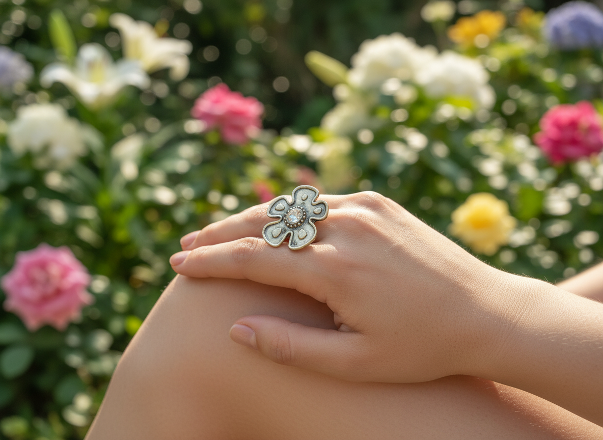 Hippie style flower ring