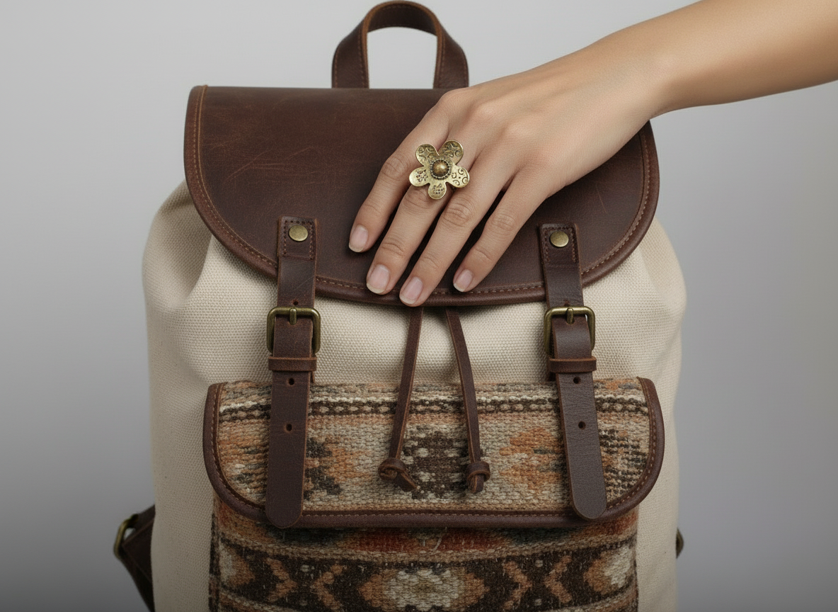 Anillo hippie ajustable con flor margarita boho.