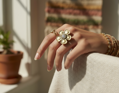 Hippie style flower ring