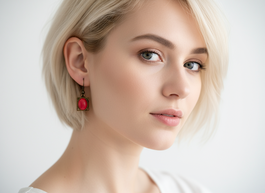 Bohemian red coral earrings