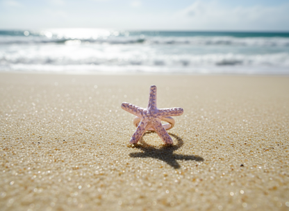 anillo ajustable con estrella de mar