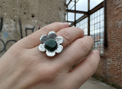 Anillo flor de jade natural
