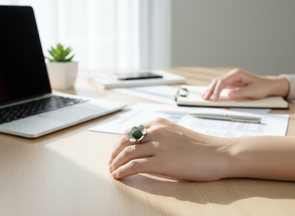 Anillo flor de jade natural