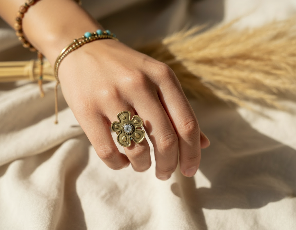 Hippie style flower ring