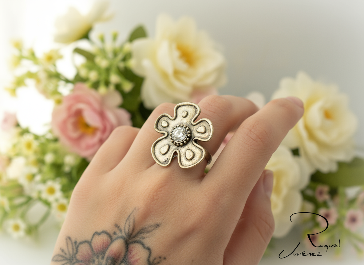 Hippie style flower ring