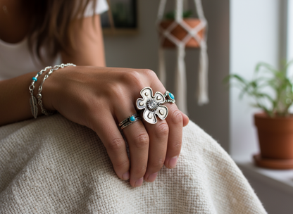 Hippie style flower ring