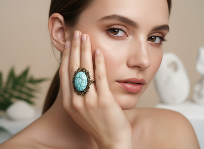 Anillo estilo vintage con turquesa.