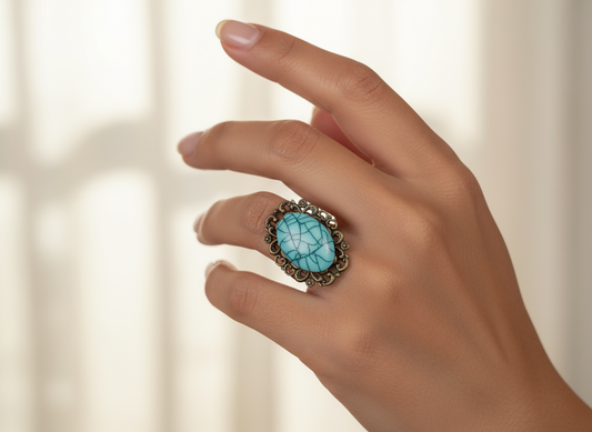 Bague de style vintage avec turquoise.