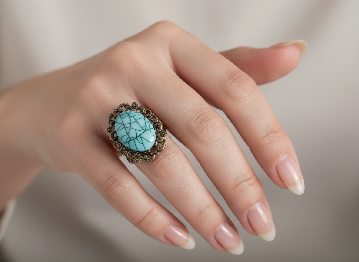 Anillo estilo vintage con turquesa.