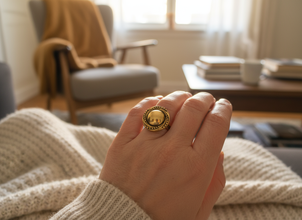 Anillo ajustable en color dorado envejecido