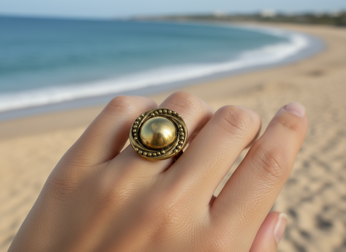 Anillo ajustable en color dorado envejecido