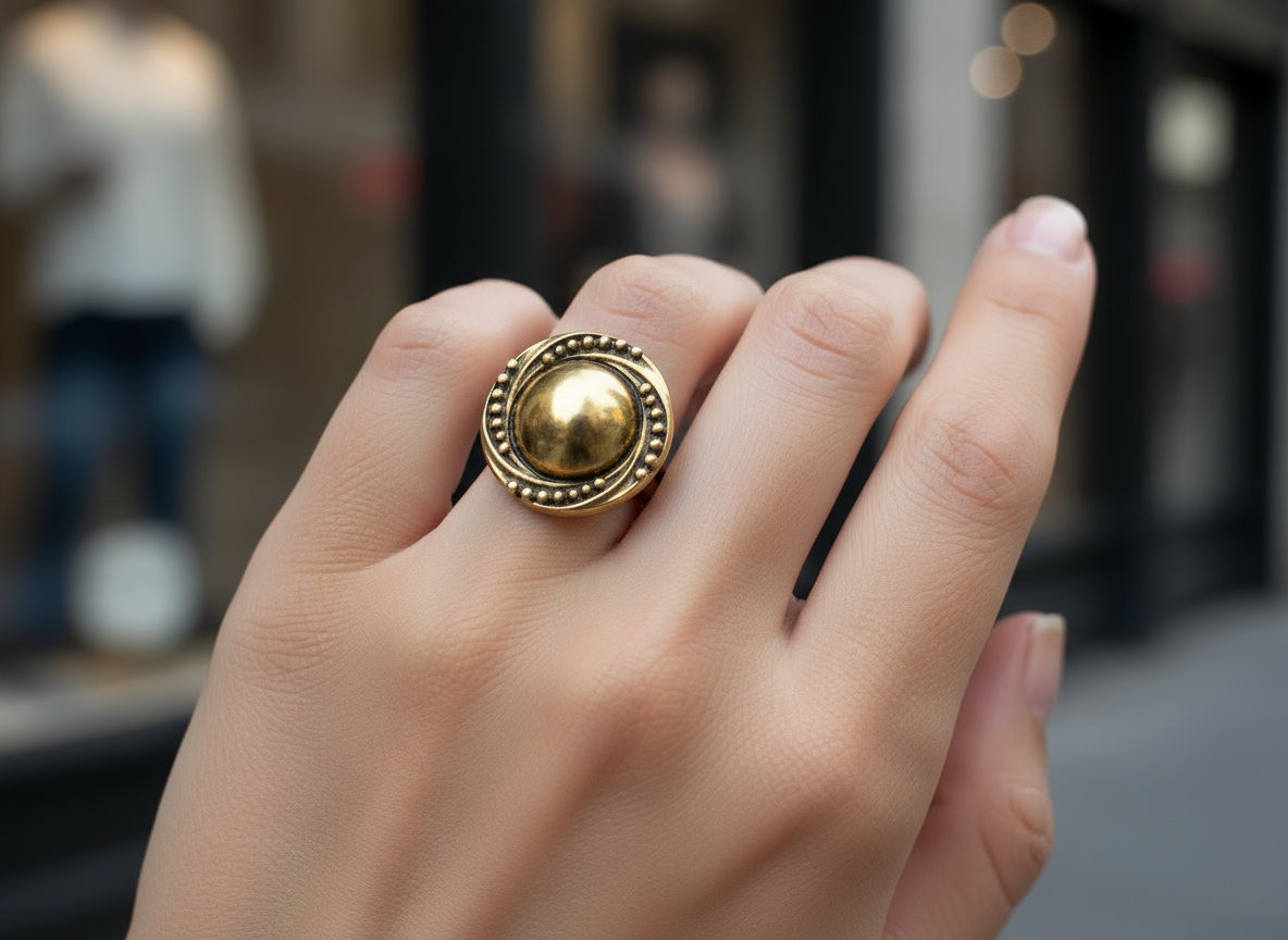 Anillo ajustable en color dorado envejecido