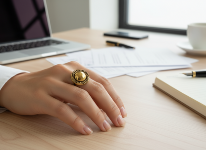 Anillo ajustable en color dorado envejecido