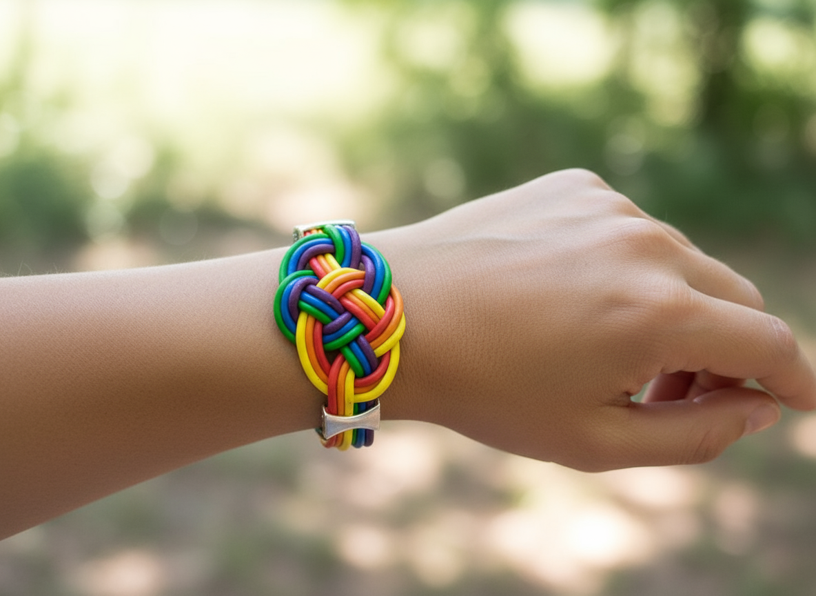 Pulsera de cuero multicolor