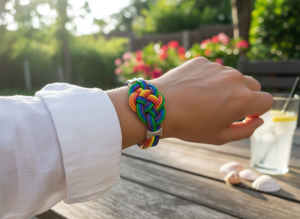 Pulsera de cuero multicolor