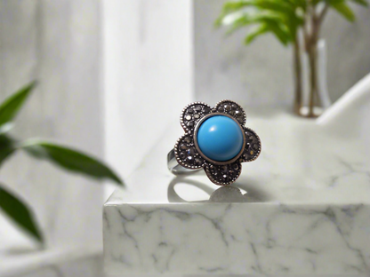 Turquoise blue daisy ring