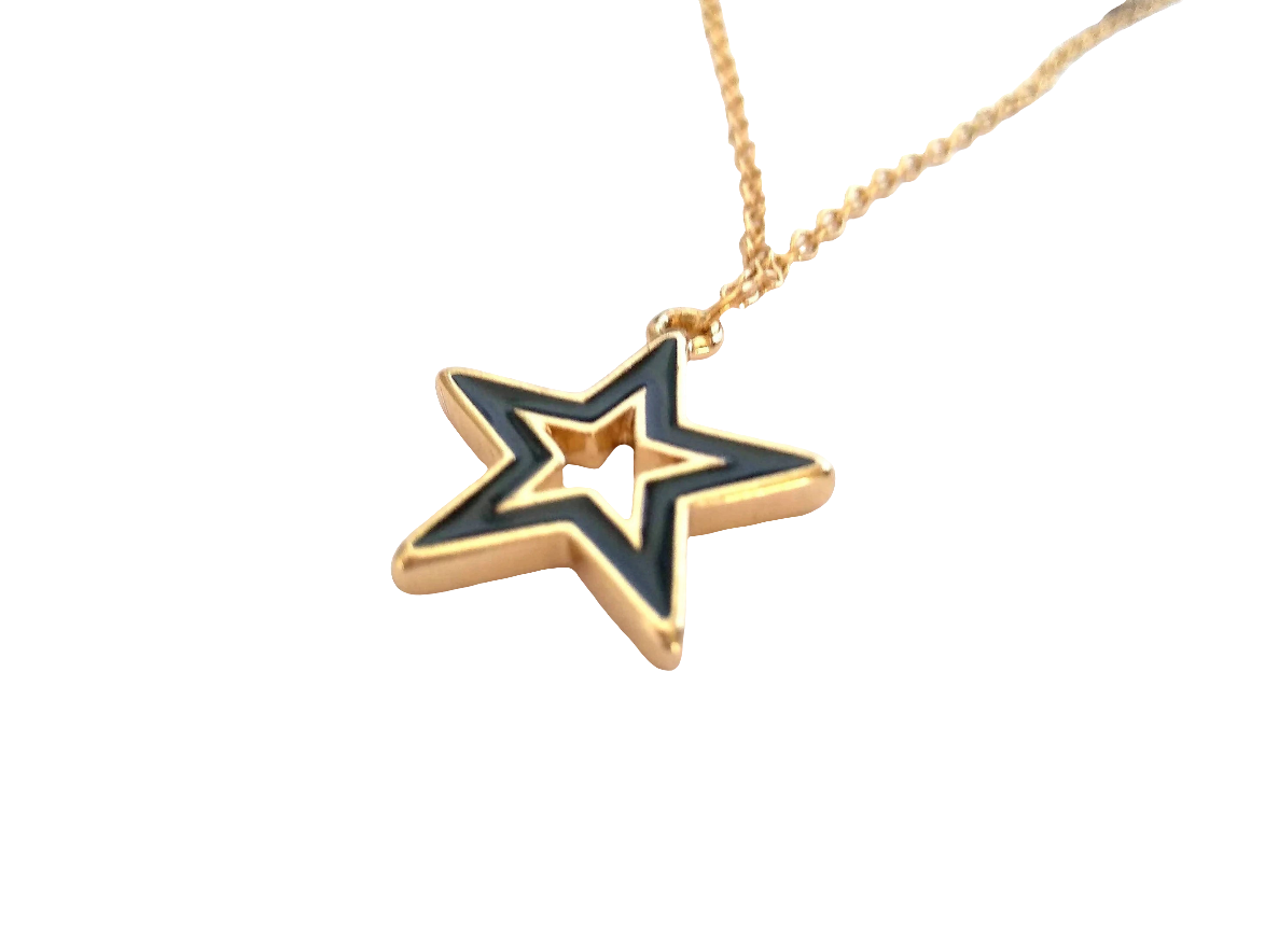 Gold and black star pendant