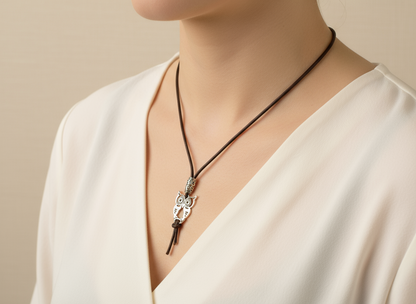 Colgante amuleto con buho de la suerte