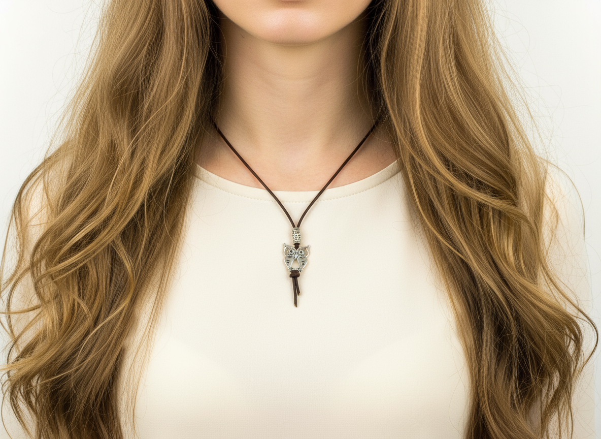 Colgante amuleto con buho de la suerte