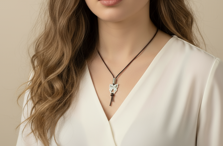 collar de cuero con buho