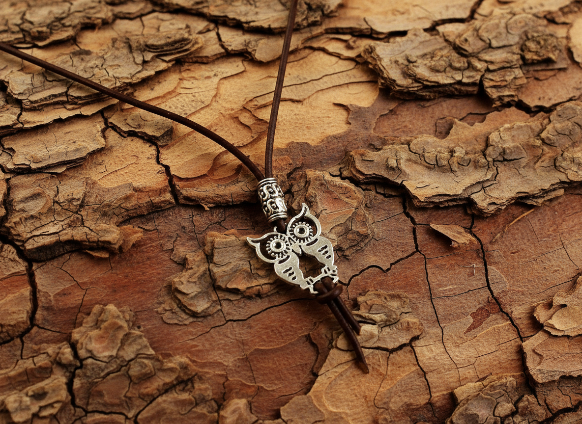 collar de cuero con buho