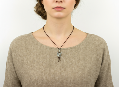 collar de cuero con buho