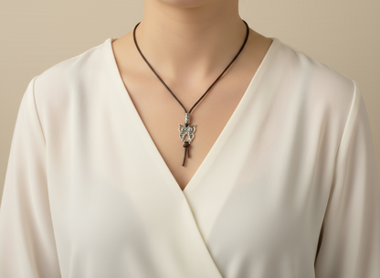 collar de cuero con buho