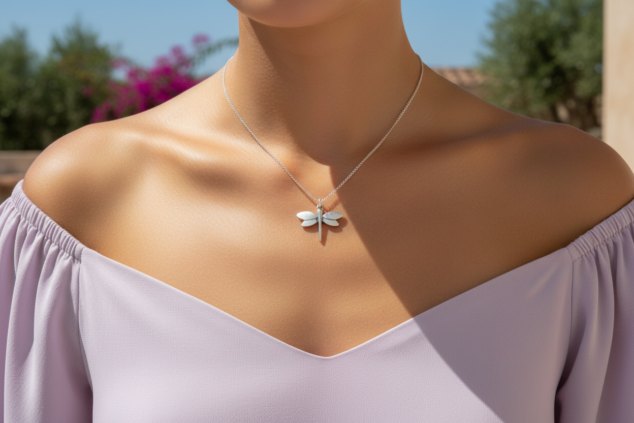 Colgante con una libélula minimalista
