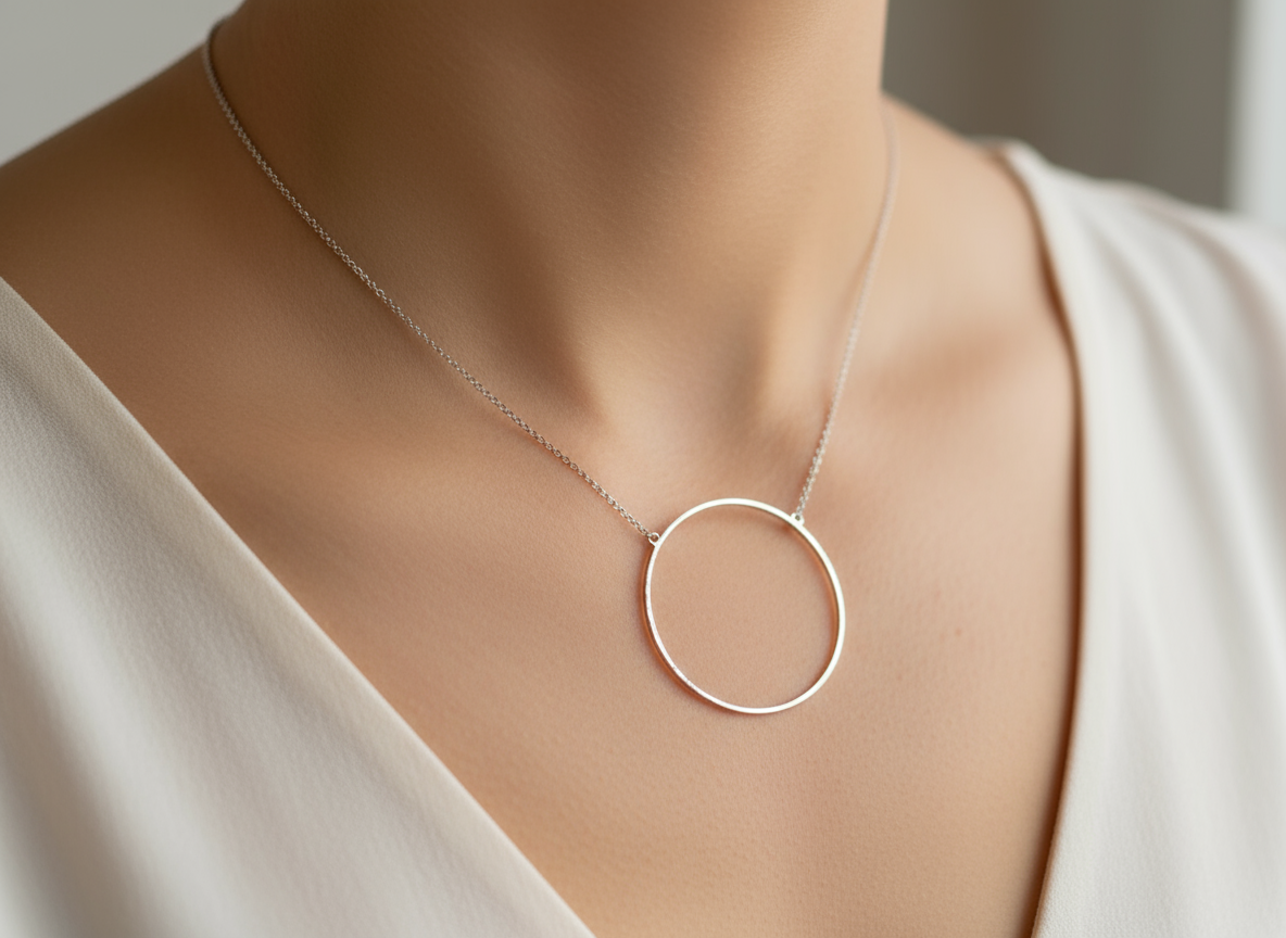 Colgante minimalista geométrica con circulo de acero