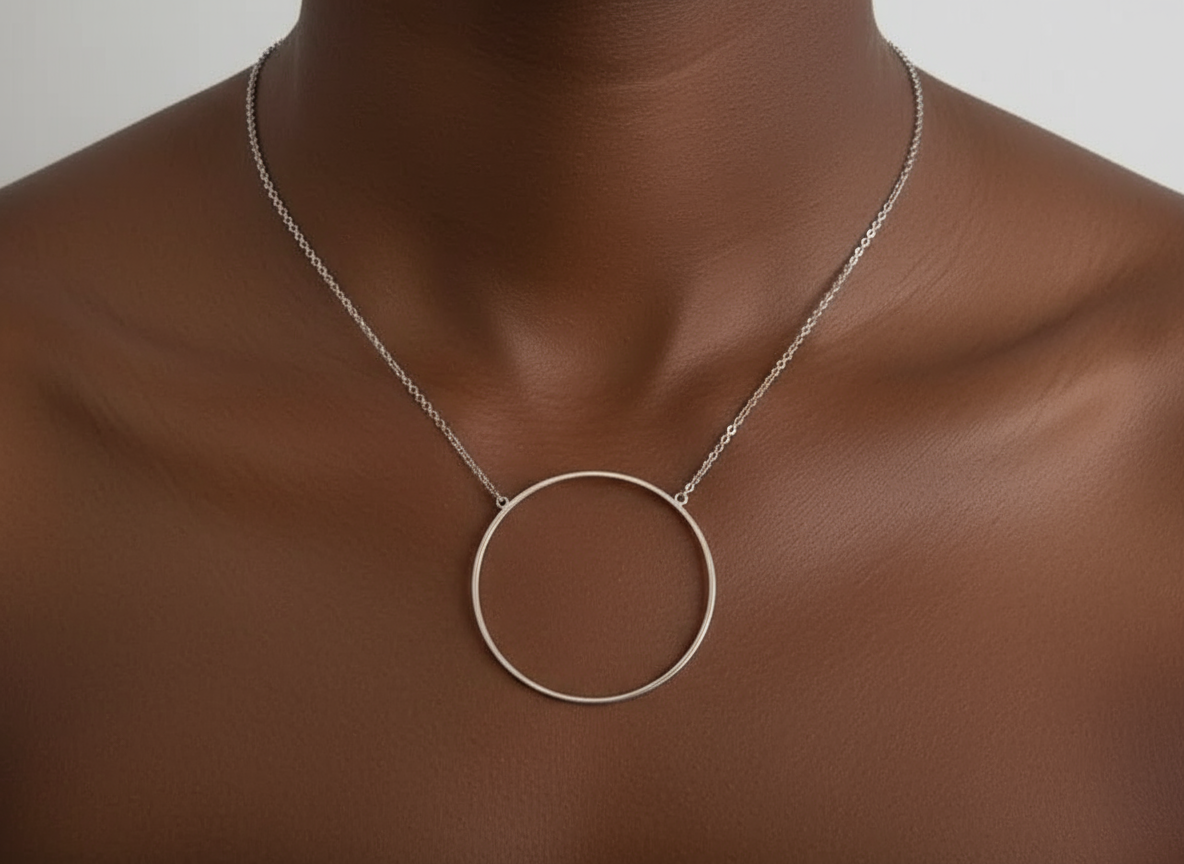 Colgante minimalista geométrica con circulo de acero