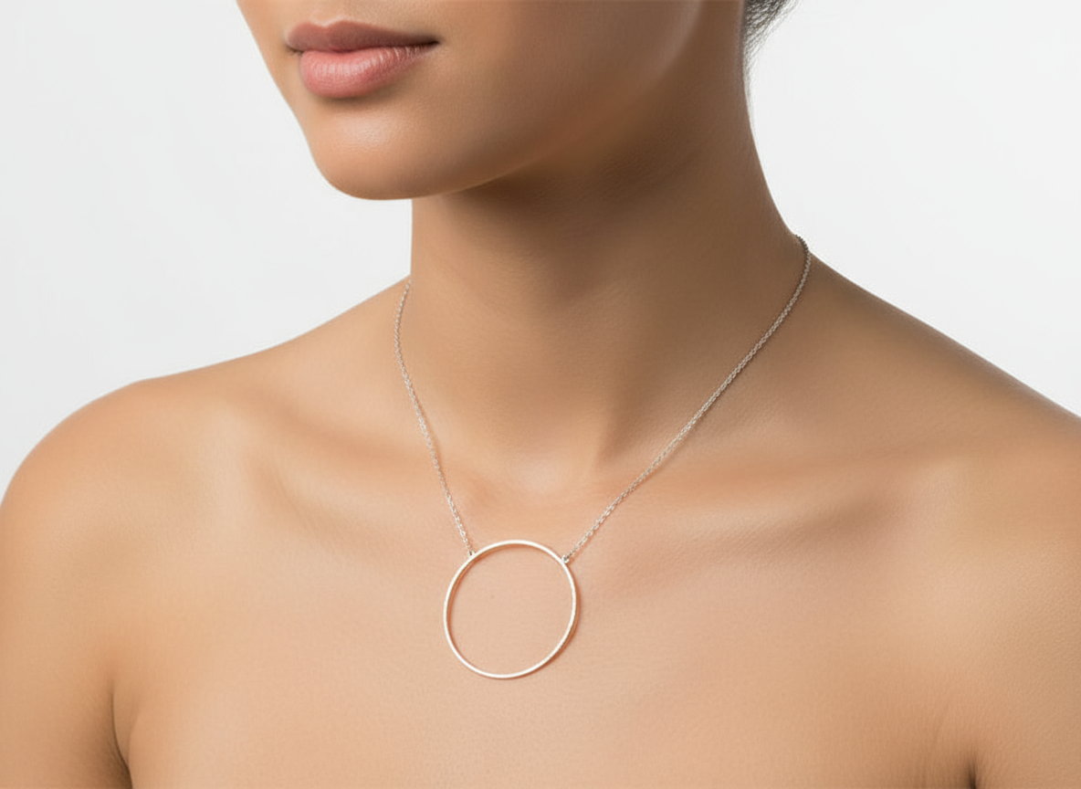 Colgante minimalista geométrica con circulo de acero