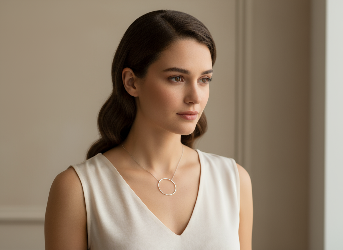 Colgante minimalista geométrica con circulo de acero