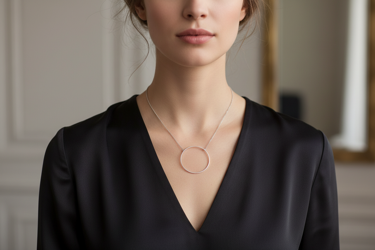 Colgante minimalista geométrica con circulo de acero