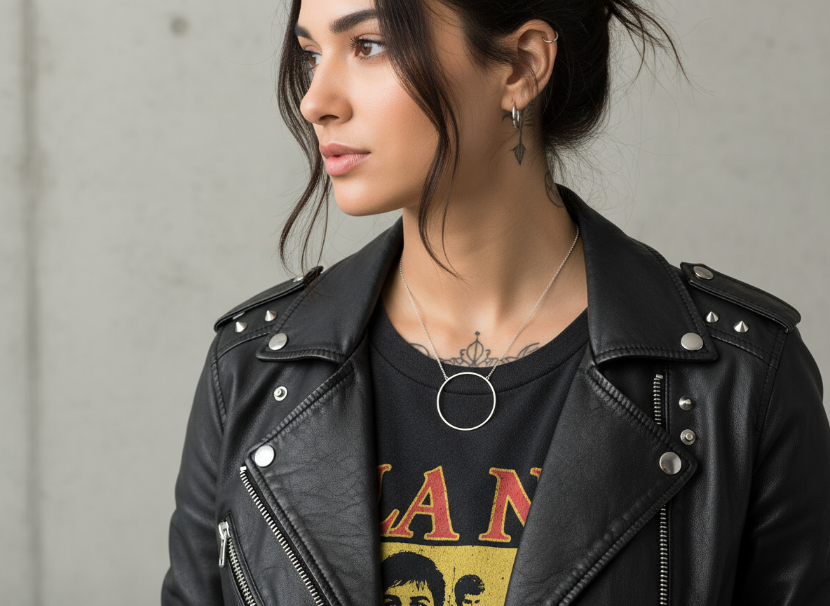 Colgante minimalista geométrica con circulo de acero