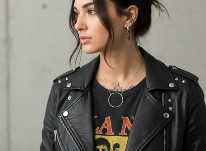 Colgante minimalista geométrica con circulo de acero