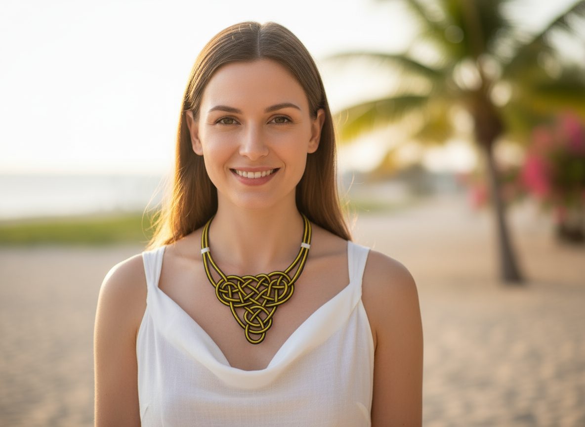 collar  de cuero con nudo celta 