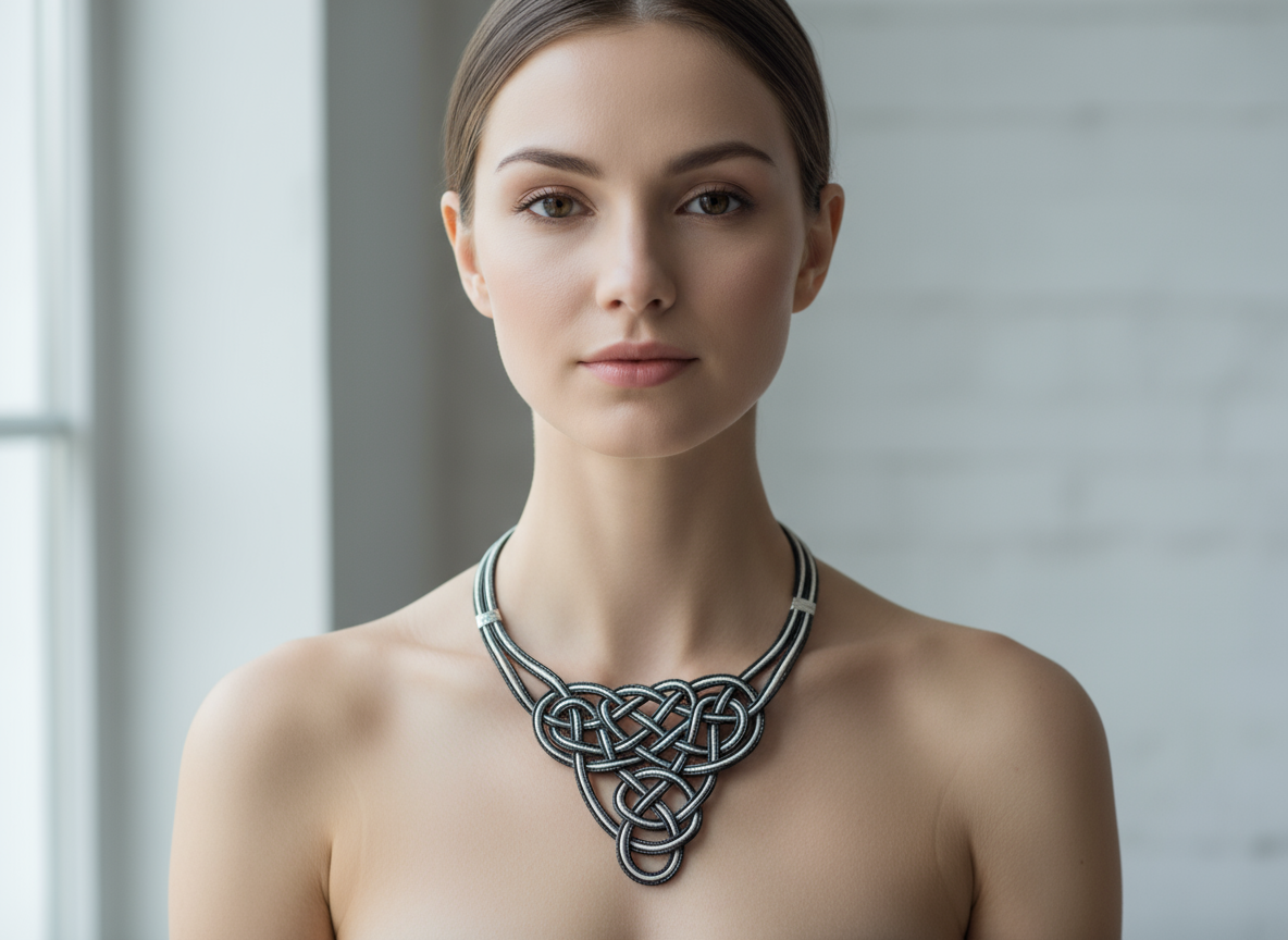 collar  de cuero con nudo celta 