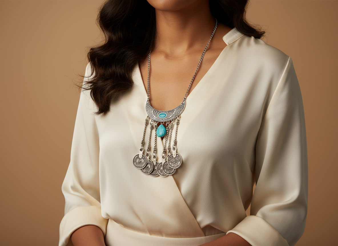 collar con colgante turquesa