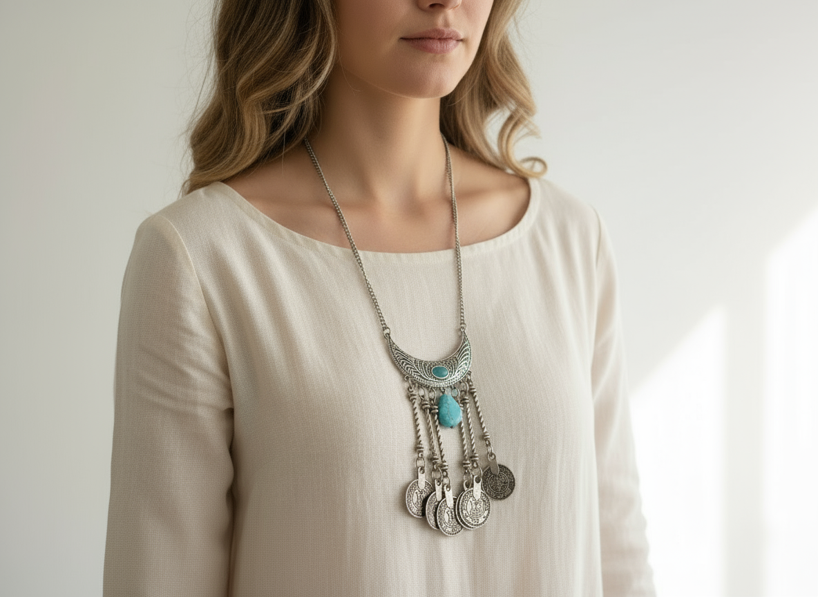 collar con colgante turquesa