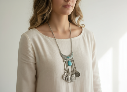 collar con colgante turquesa