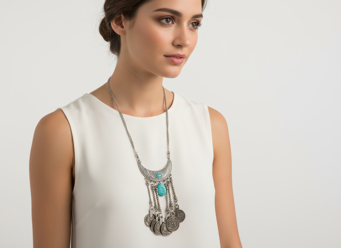 collar con colgante turquesa