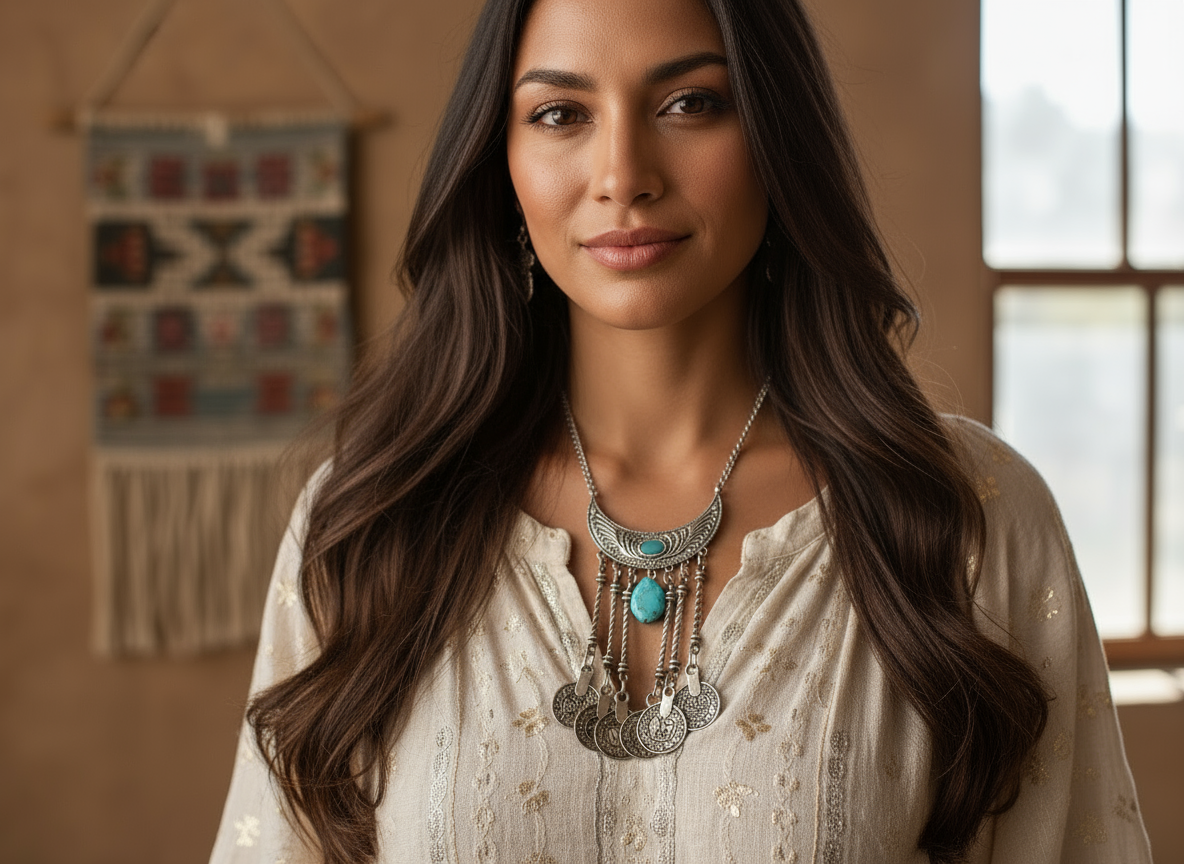 collar con colgante turquesa