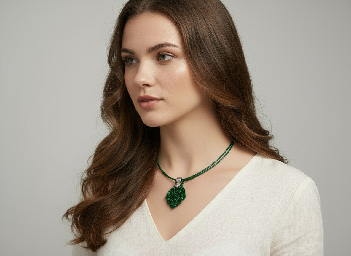 Collier femme en cuir avec pendentif symbole celtique