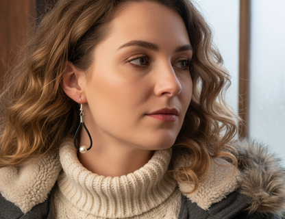 pendietes de cuero y perla