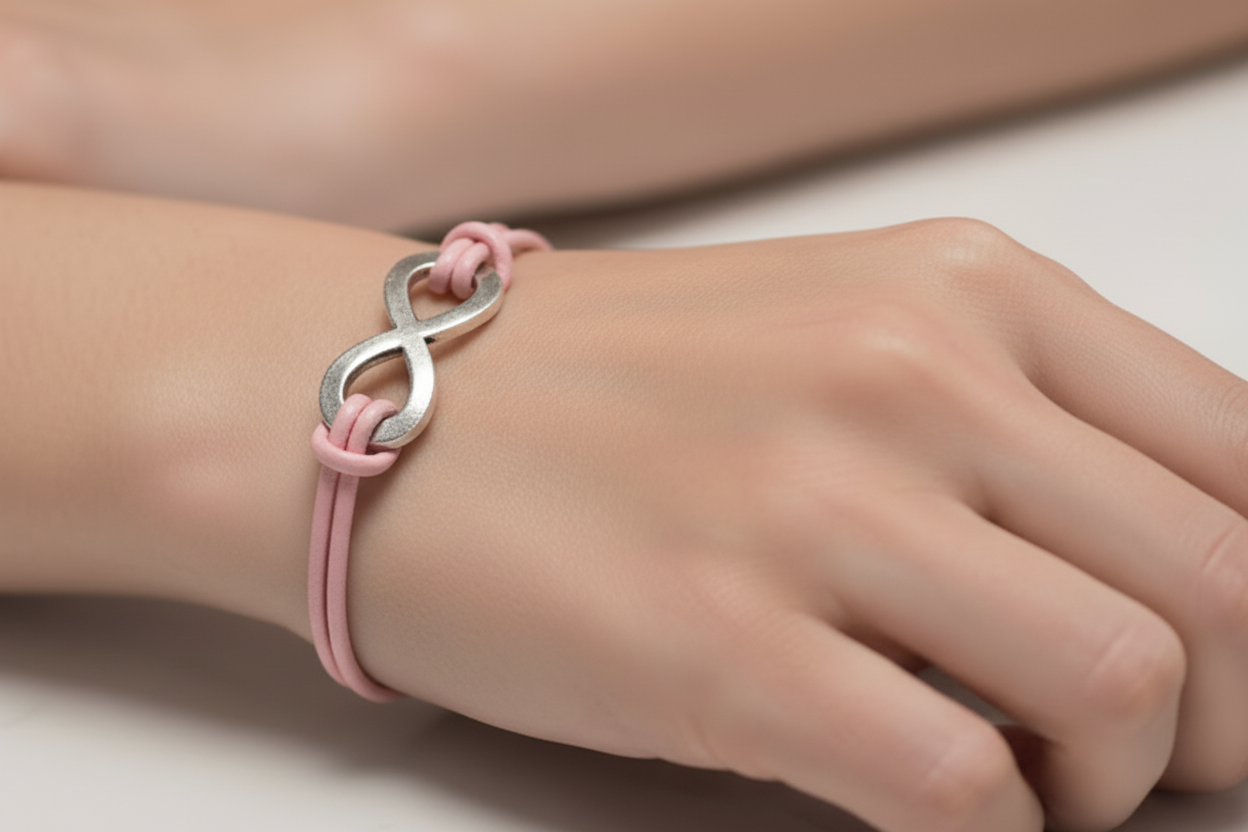 pulsera de cuero con símbolo infinito