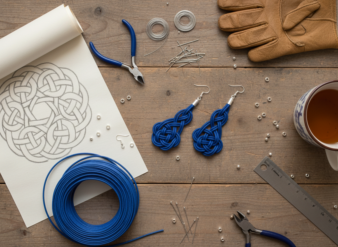 Kit y tutorial para pendientes de macramé de cuero y plata.